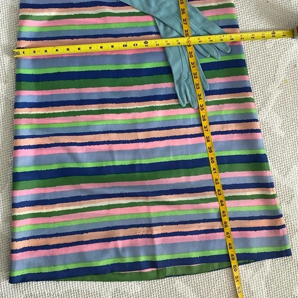 Dynasty vintage 60’s Striped Multicolor Sleeveless silk Dress S/M - Picture 5 of 17